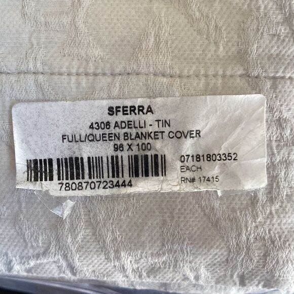 SFERRA Full/ Queen Adelli Coverlet, Made in Italy. Color: Tin. $800 Value - Picture 6 of 6